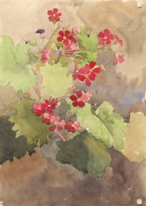 Mary Cecilia Crompton - Contemporary Watercolour, Pink Flower Study