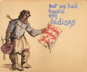 Mid 20th Century Watercolour - Greetings Card to Sydney Vale
