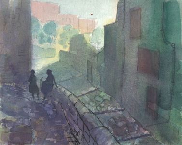 Richard Harding Seddon PRWS - Contemporary Gouache, Figures In Shadowed Street
