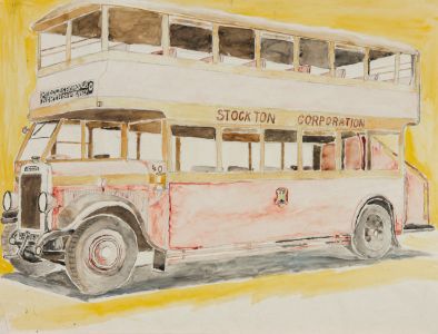 Mid 20th Century Watercolour - Bus to Northormesby