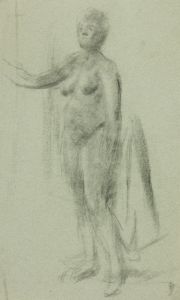 Victor Hume Moody R.B.S.A. - Mid 20th Century Charcoal Drawing, Nude Study