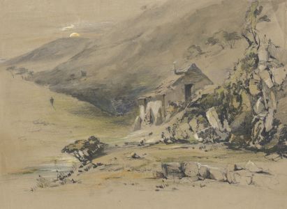 Samuel Gillespie Prout  - Mid 19th Century Mixed Media, House by Rocks