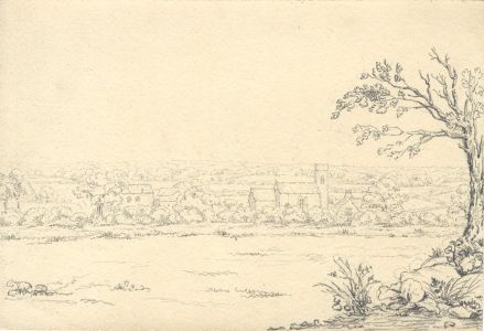 Mid 19th Century Graphite Drawing - Country View