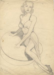 Set of Five Mid 20th Century Graphite Drawing - Portraits
