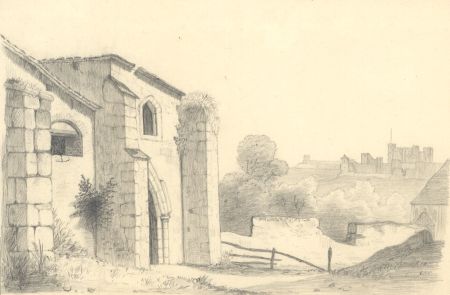 Set of Six Early 19th Century Graphite Drawings - Buildings and Landscapes