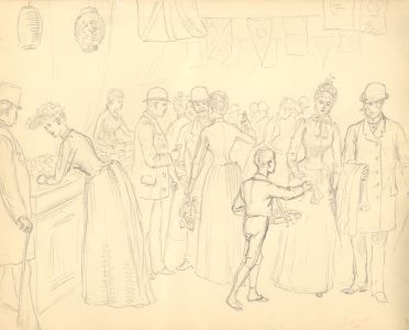 Harry B. Tansley - Late 19th Century Graphite Drawing, At the Fair