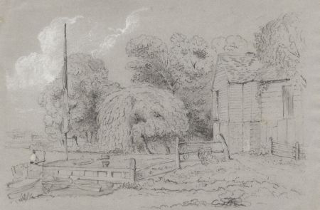 H.S. Clinton - Early 19th Century Charcoal Drawing, Boat House