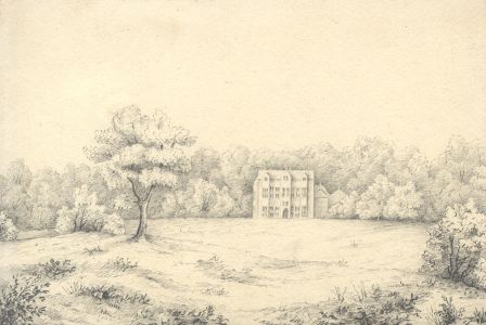 H.S. Clinton - Early 19th Century Graphite Drawing, Country Manor House