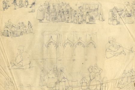 Samuel Gillespie Prout  - Mid 19th Century Graphite Drawing, Street Scenes