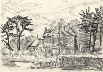 Eugen Spiro - Mid 20th Century Lithograph, View of a Large House
