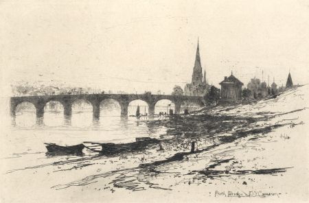 Sir David Young Cameron RA, RSA, RSW - Early 20th Century Etching, Perth Bridge