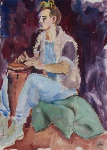 EDMA - 1993 Gouache, Man Playing Drum