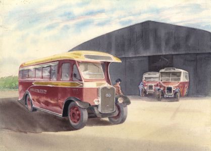 Geoffrey Richard Mortimer - Mid 20th Century Watercolour, Bus Station
