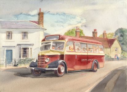 Geoffrey Richard Mortimer - Mid 20th Century Watercolour, Bus with Passengers