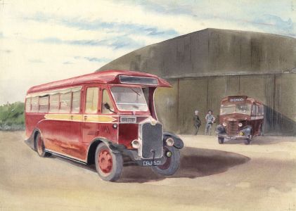 Geoffrey Richard Mortimer - Mid 20th Century Watercolour, Bus Station