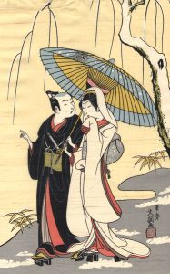 Late 19th Century Silk Shantung - Japanese Man and Woman