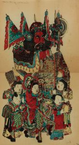 Late 19th Century Oriental Woodblock - Guardian of the Door
