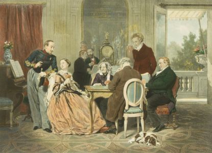 Claude Thielley - Large 1858 Lithograph, La Partie de Whilst