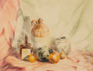 Geoffrey Richard Mortimer - 1959 Coloured Pencil, Still Life
