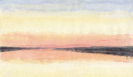 Geoffrey Richard Mortimer - 1960 Watercolour, Stour Valley Sunset