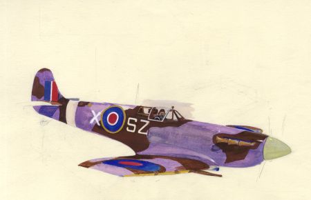 Geoffrey Richard Mortimer - Mid 20th Century Gouache, Aeroplane Study