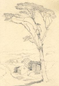 Samuel Gillespie Prout  - 19th Century Graphite Drawing, Landscape with Tree