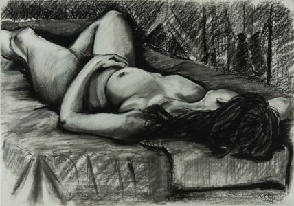 Carl F. Hodgson - 1993 Charcoal Drawing, Nude Study