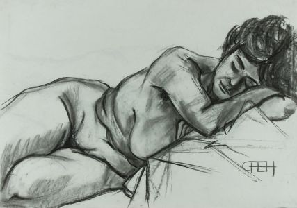 Carl F. Hodgson - Contemporary Charcoal Drawing, Sleeping Nude