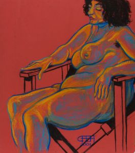 Carl F. Hodgson - 2001 Pastel, Seated Nude