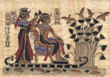Mid 20th Century Gouache - Egyptian Scene on Papyrus