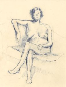 Geoffrey Richard Mortimer - Mid 20th Century Pen and Ink Drawing, Nude on Sofa