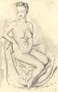 Geoffrey Richard Mortimer - Mid 20th Century Graphite Drawing, Nude, Headscarf