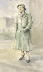 Geoffrey Richard Mortimer - Mid 20th Century Watercolour, Woman in Raincoat