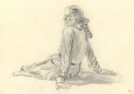 Geoffrey Richard Mortimer - 1956 Graphite Drawing, Portrait of Woman with Braid