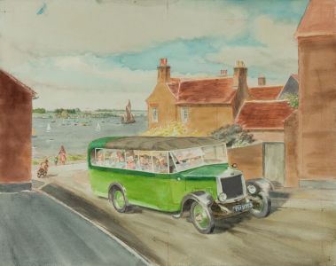 Geoffrey Richard Mortimer - Mid 20th Century Watercolour, Bus with Passengers