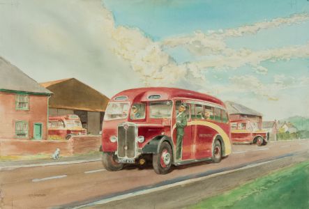 Geoffrey Richard Mortimer - Mid 20th Century Watercolour, Bus to Ipswich