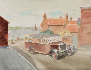 Geoffrey Richard Mortimer - Mid 20th Century Watercolour, Bus With Passengers