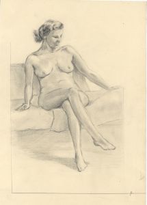 Geoffrey Richard Mortimer - Mid 20th Century Graphite Drawing, Seated Nude
