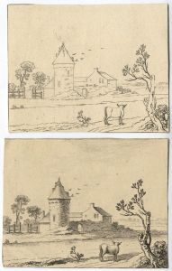 A Pair of the Same 18th Century Etching - House View