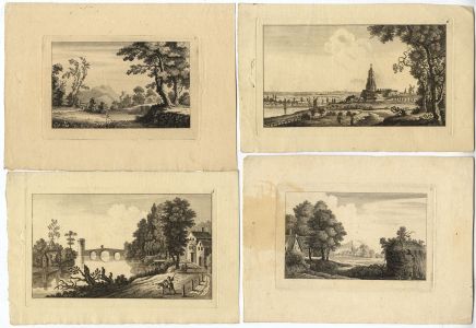 A set of Four 18th Century Etching - Country Views