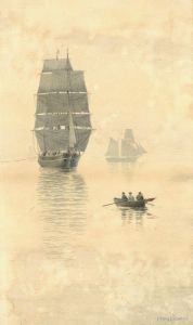 Viggo Adolf Valdemar Hoff (1859-1904) - 1896 Watercolour, Ships on a Calm Sea