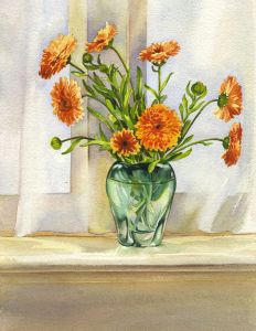 P.M. Evans - Mid 20th Century Watercolour, Flowers in a Vase