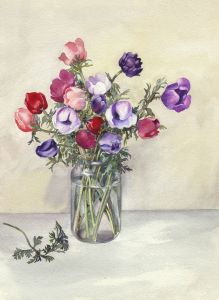 P.M. Evans - Mid 20th Century Watercolour, Still Life with Flowers in a Bowl