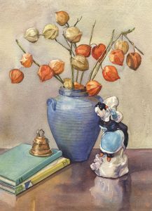 P.M. Evans - Mid 20th Century Watercolour, Still Life with Figurine