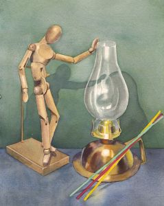 P.M. Evans - Mid 20th Century Watercolour, Still Life With Gas Lamp