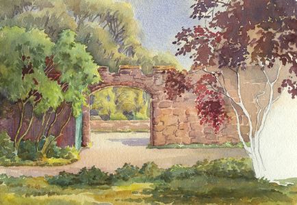 P.M. Evans - Mid 20th Century Watercolour, Garden Wall