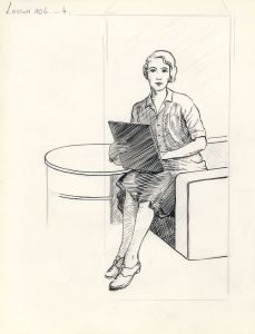 P.M. Evans - Mid 20th Century Pen and Ink Drawing, Three Portraits