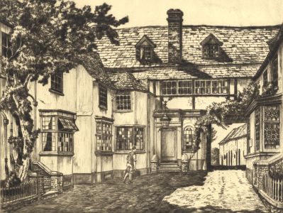 J. Francis Smith - Mid 20th Century Etching, The Crown, Evesham