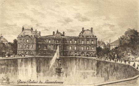L.G. - Mid 20th Century Etching, Paris Palais du Luxembourg