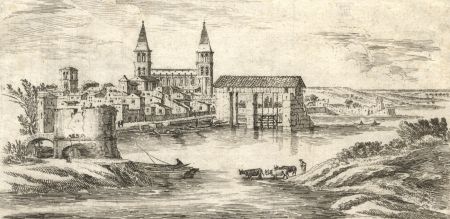 Israel Silvesre - 17th Century Etching, Veuë de la Ville de Tournu